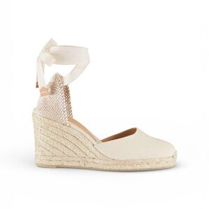 Castañer Carina Espadrille Wedge Sandals – Ivory – Size 39 / US 8 – NWOT